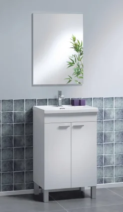 Mobile lavabo sospeso con specchio 50x80x40h cm rovere - Almenia