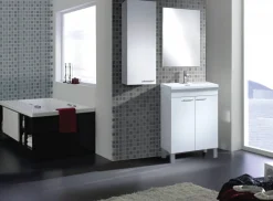 Mobile lavabo sospeso con specchio 50x80x40h cm rovere - Almenia