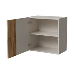Mobile Pensile Beige Marrone Rovere un Ripiano Modulabile 49.9x50h cm, 2 Vani - Fonteno