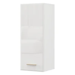 Mobile Pensile Bianco Opaco Marrone Rovere 2 Ripiani Un'anta 39x96h cm, 3 Vani - Fresis