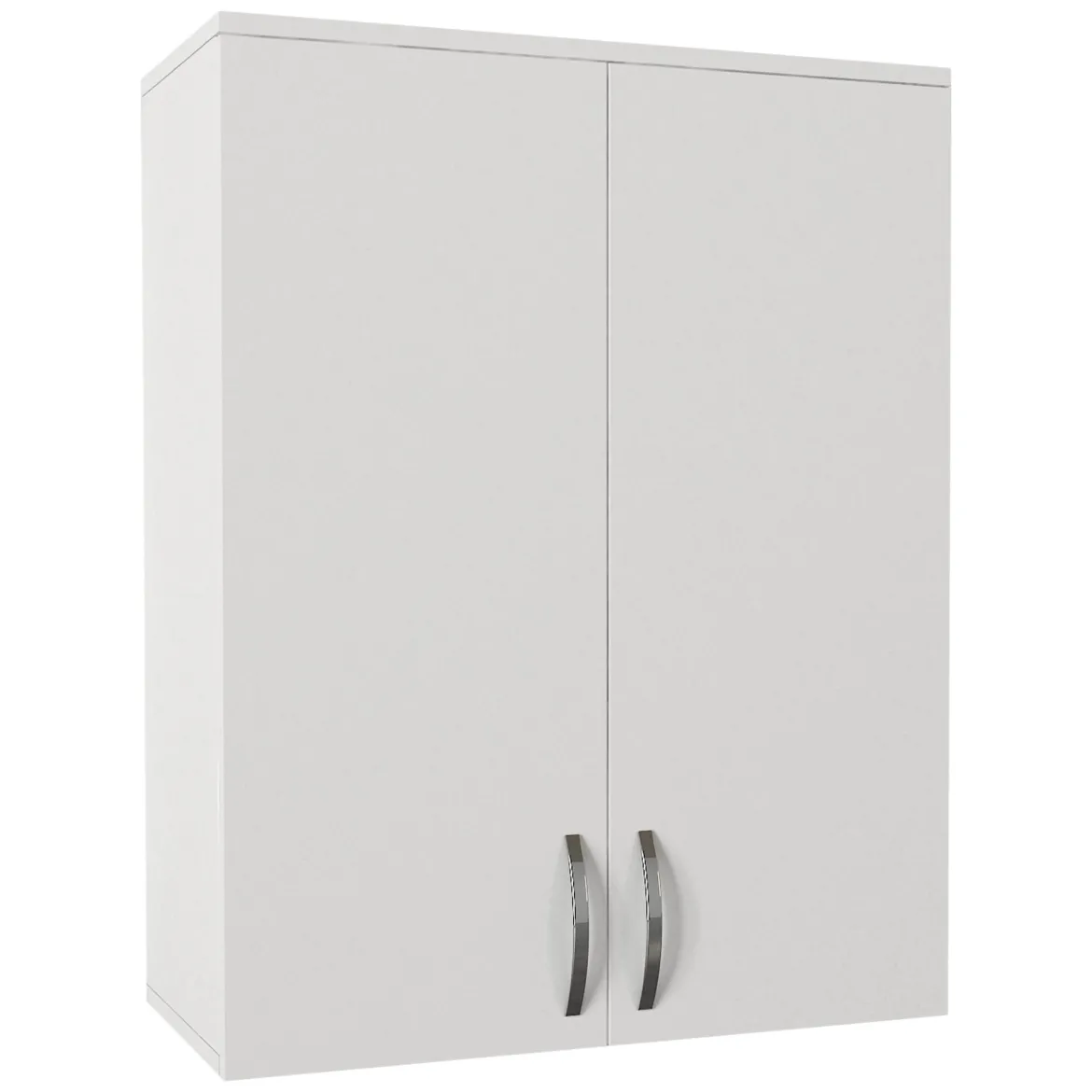 Mobile Pensile Bianco 2 Ripiani 2 Ante 70x90h cm, 3 Vani - Isili