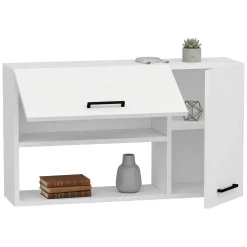 Mobile Pensile Bianco 2 Ripiani 2 Ante 90x52h cm, 4 Vani - Rassa