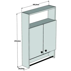 Mobile Pensile Bianco 2 Ripiani Apertura Battente 60x87h cm, 2 Ante - Tanagro