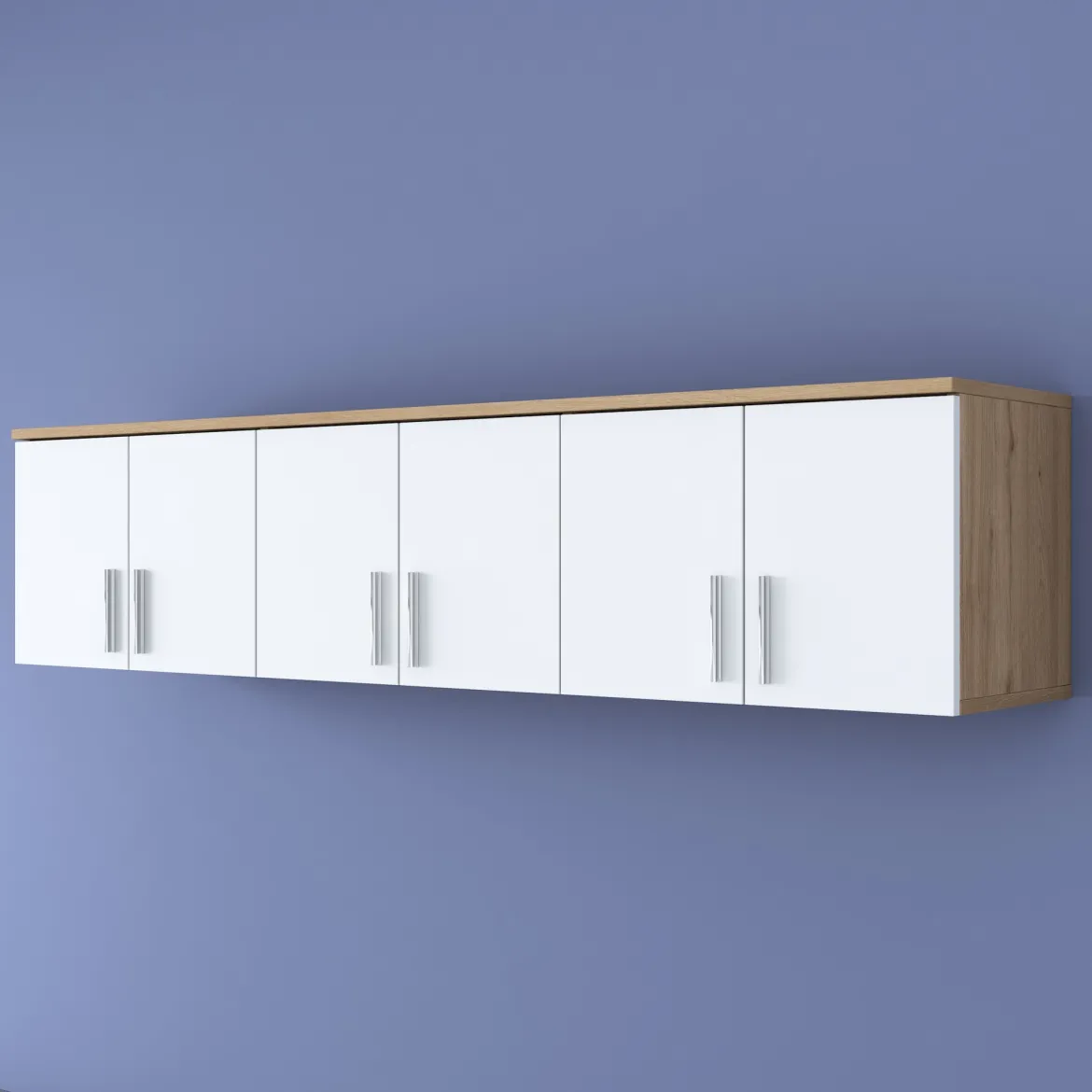 Mobile Pensile Marrone Rovere Bianco 6 Ante 3 Vani 180x41h cm, Apertura Battente - Arazzo