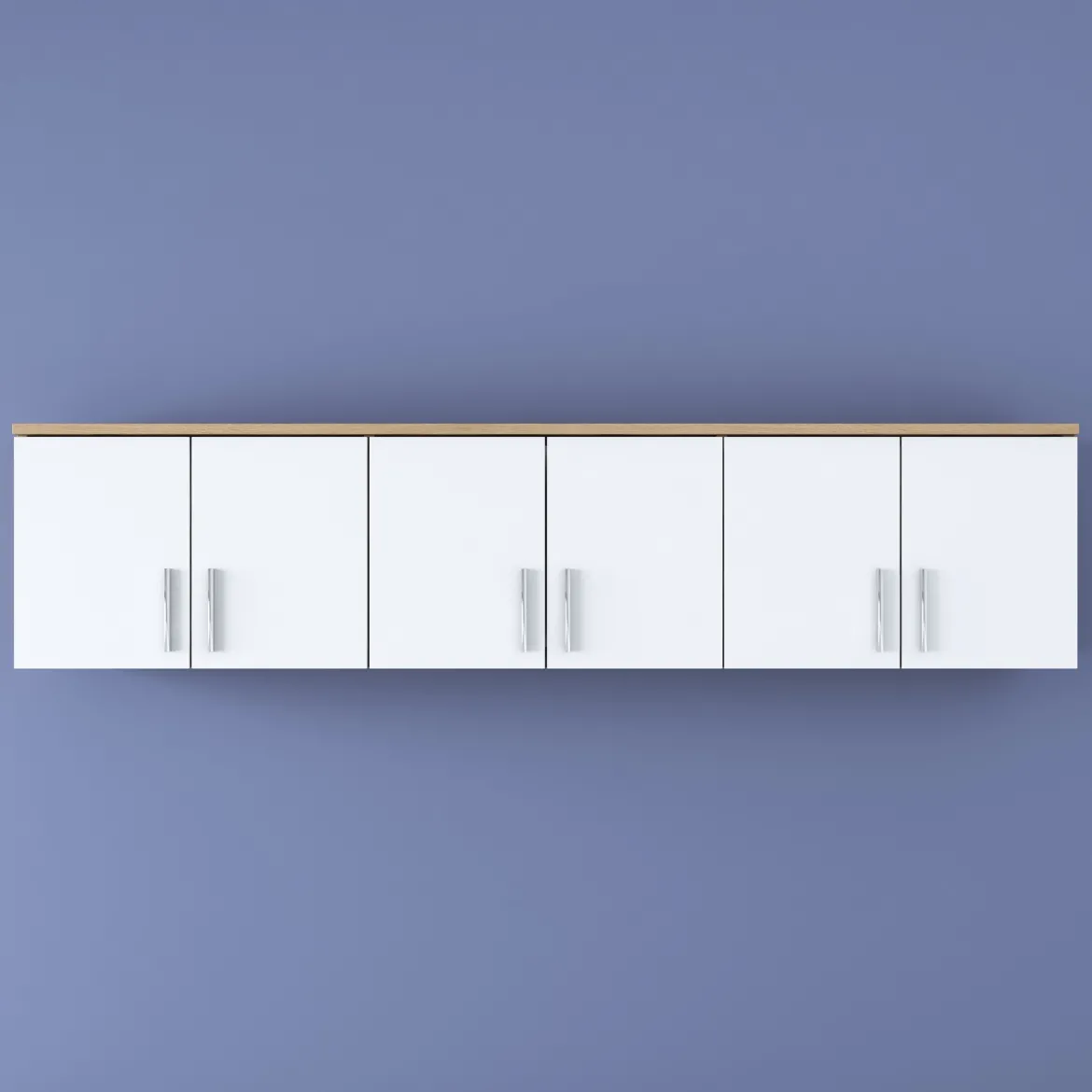Mobile Pensile Marrone Rovere Bianco 6 Ante 3 Vani 180x41h cm, Apertura Battente - Arazzo