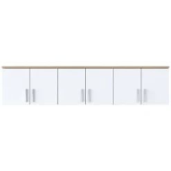 Mobile Pensile Marrone Rovere Bianco 6 Ante 3 Vani 180x41h cm, Apertura Battente - Arazzo