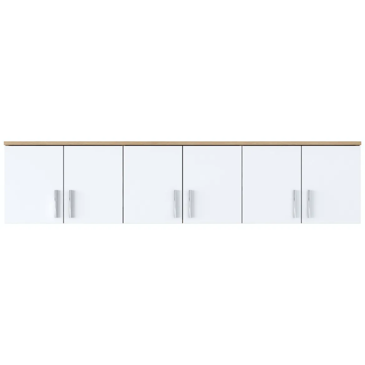 Mobile Pensile Marrone Rovere Bianco 6 Ante 3 Vani 180x41h cm, Apertura Battente - Arazzo