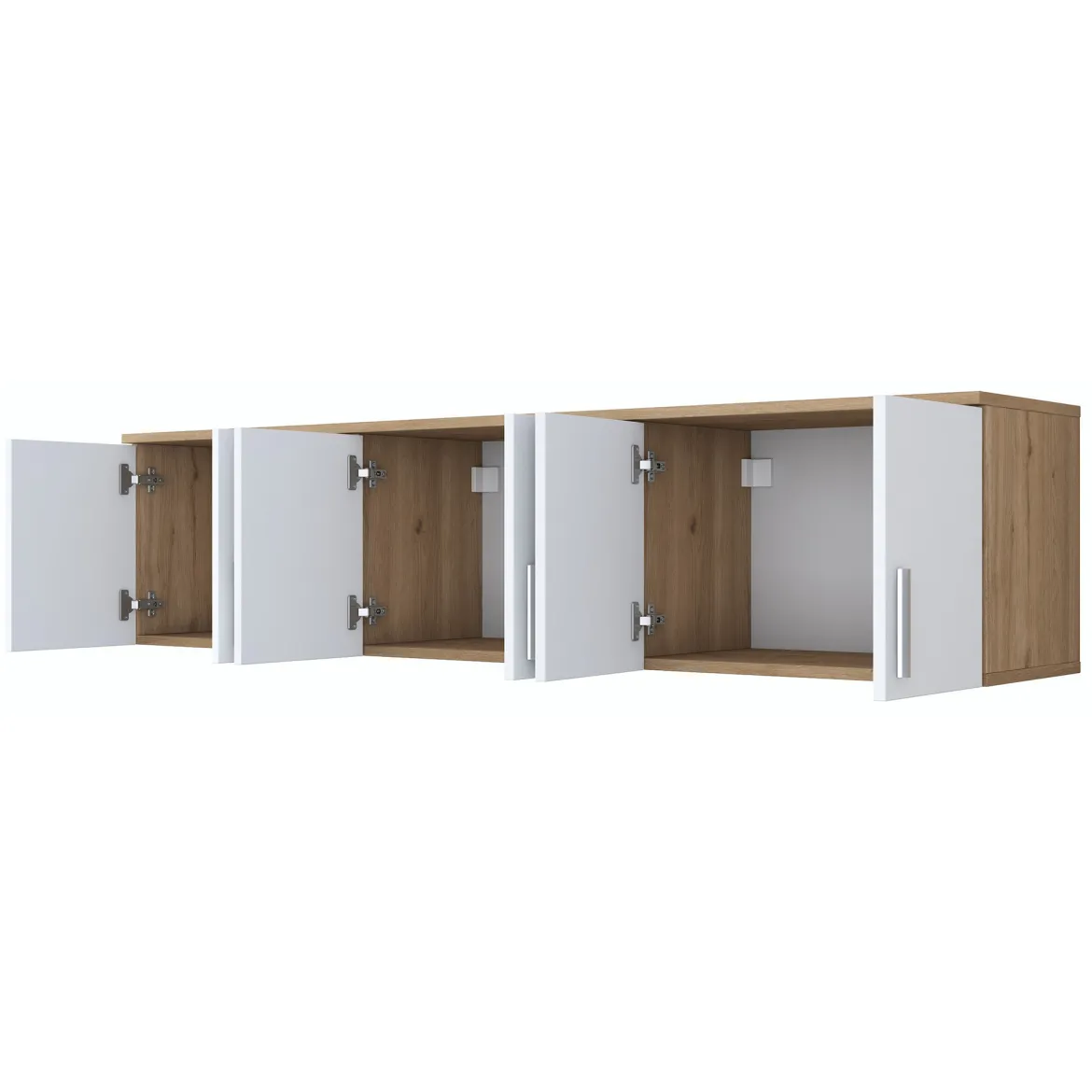 Mobile Pensile Marrone Rovere Bianco 6 Ante 3 Vani 180x41h cm, Apertura Battente - Arazzo