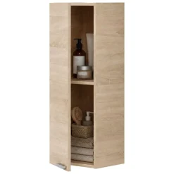 Mobile Pensile Marrone Rovere Grigio un Ripiano Un'anta 30x85h cm, Reversibile - Parga