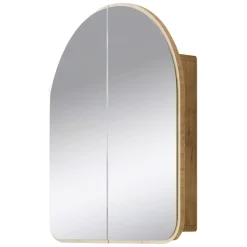 Mobile Pensile Marrone Rovere Trasparente Specchio Incluso un Ripiano 60x70h cm, 2 Ante - Vigano