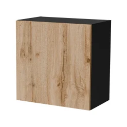 Mobile Pensile Nero Antracite Marrone Rovere un Ripiano Modulabile 49.9x50h cm, 2 Vani - Sparone