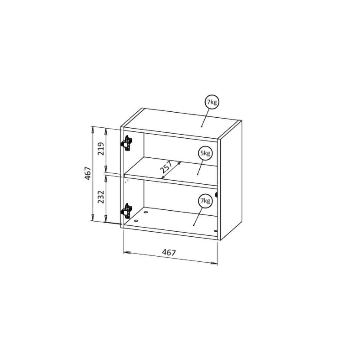 Mobile Pensile Nero Antracite un Ripiano Modulabile 49.9x50h cm, Apertura Push Pull - Sparone