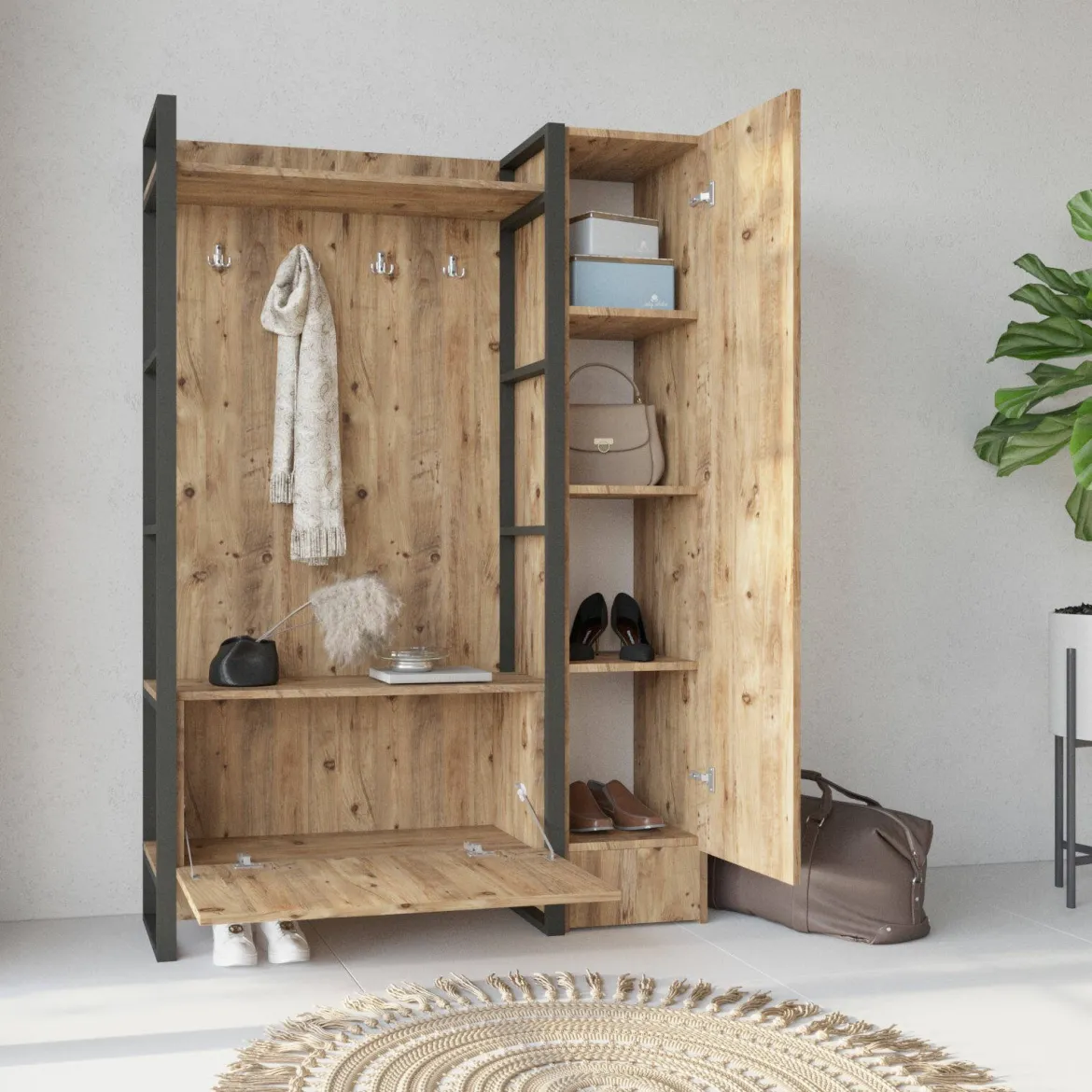 Mobile per ingresso 2 ante quercia 125x180h cm - Damasco