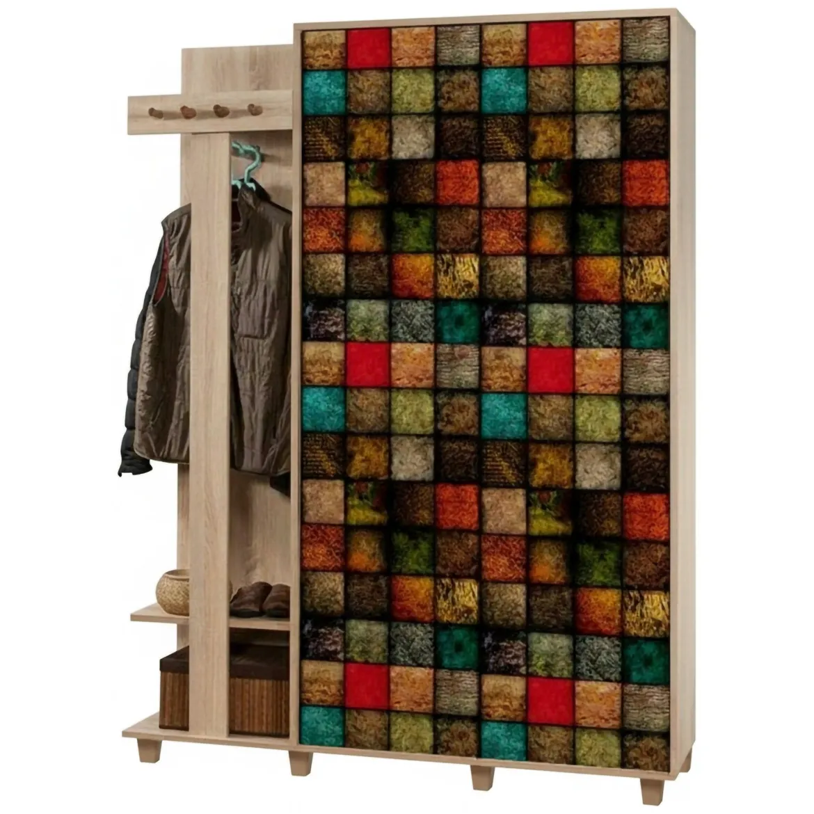 Mobile per ingresso 3 ante quercia e bianco 147x179h cm - Arcibaldo