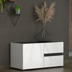 Mobile per ingresso con 2 cassetti bianco lucido e antracite 80x42h cm - Seul