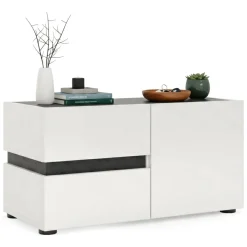 Mobile per ingresso con 2 cassetti bianco lucido e antracite 80x42h cm - Seul