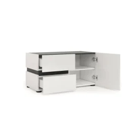 Mobile per ingresso con 2 cassetti bianco lucido e antracite 80x42h cm - Seul