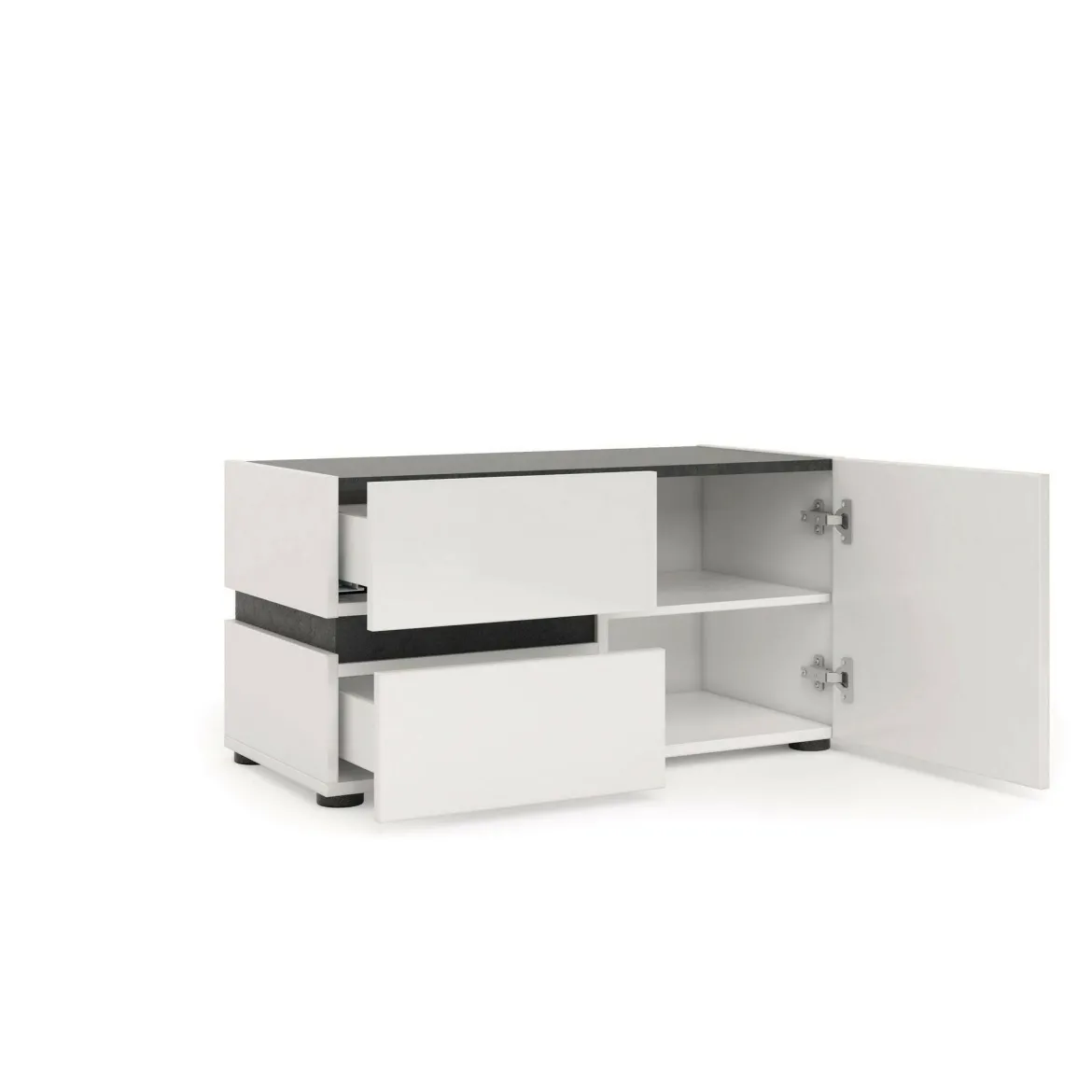 Mobile per ingresso con 2 cassetti bianco lucido e antracite 80x42h cm - Seul