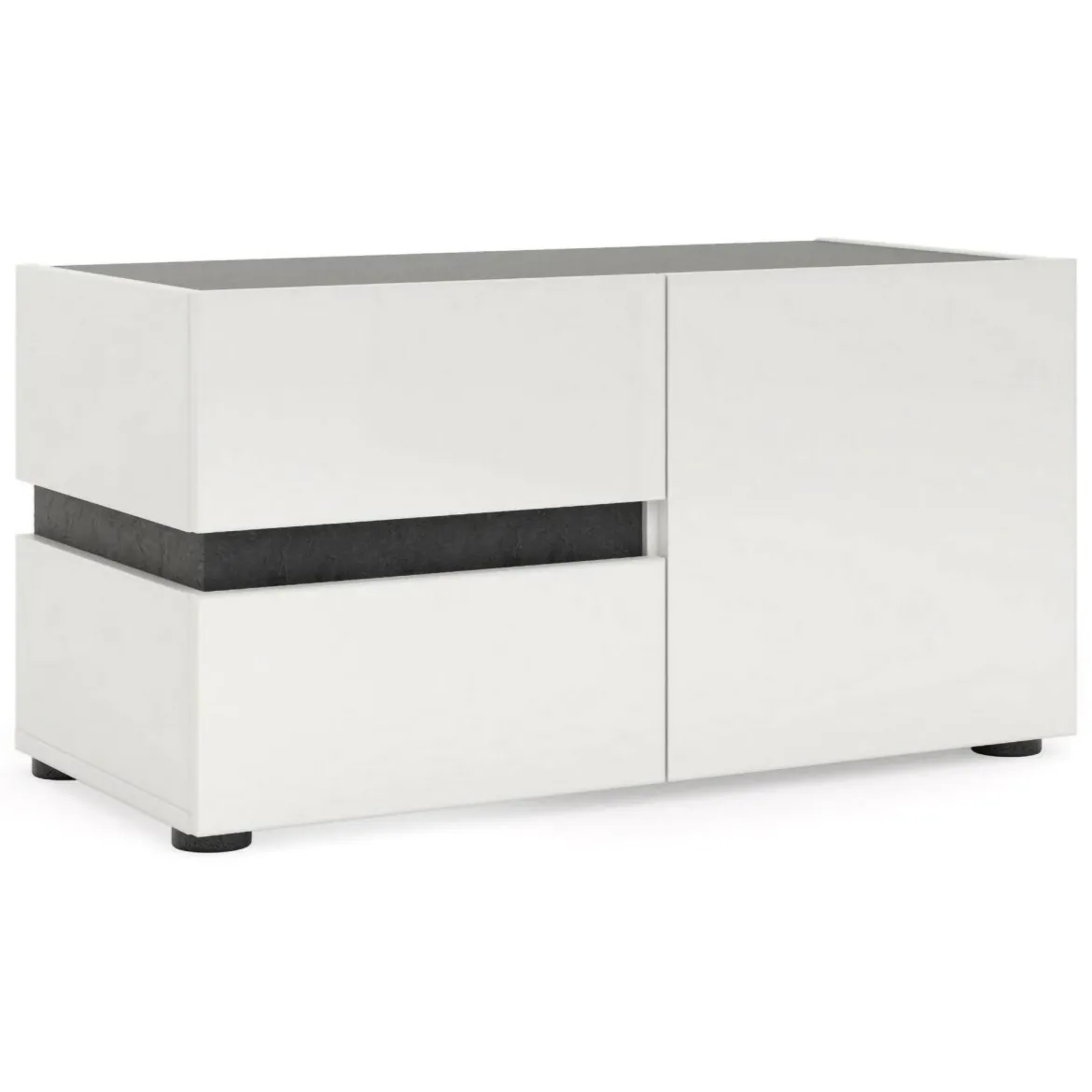 Mobile per ingresso con 2 cassetti bianco lucido e antracite 80x42h cm - Seul