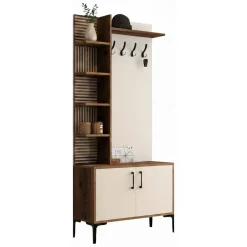 Mobile per ingresso da parete 2 ante noce e crema 90x200h cm - Loredana