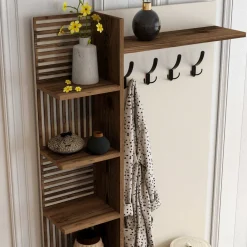 Mobile per ingresso da parete 2 ante noce e crema 90x200h cm - Loredana
