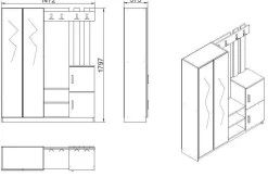 Mobile per ingresso grande 3 ante bianco 147x179h cm - Hene