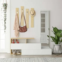 Mobile per ingresso sospeso 2 ante bianco e rovere 137x54h cm - Ascari