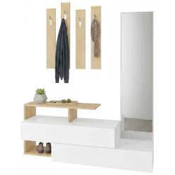 Mobile per ingresso sospeso 2 ante bianco e rovere 137x54h cm - Ascari