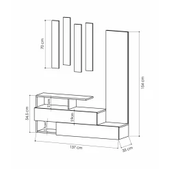 Mobile per ingresso sospeso 2 ante bianco e rovere 137x54h cm - Ascari