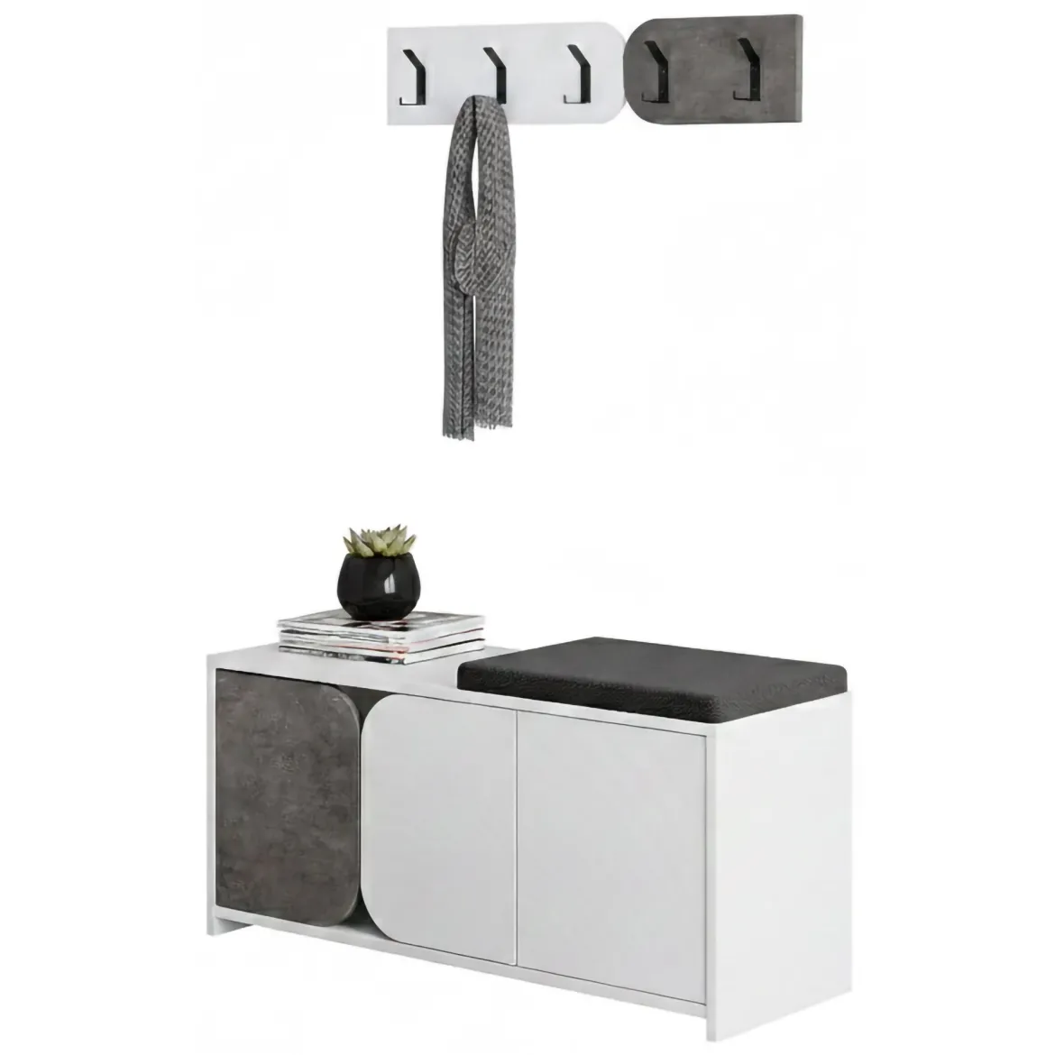 Mobile per ingresso sospeso 3 ante grigio e bianco 104x52h cm - Riga