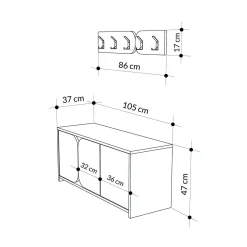 Mobile per ingresso sospeso 3 ante grigio e bianco 104x52h cm - Riga