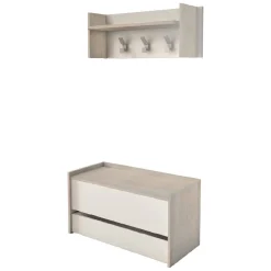 Mobile per ingresso sospeso con scarpiera beige e grigio 100x190h cm - Garolfo