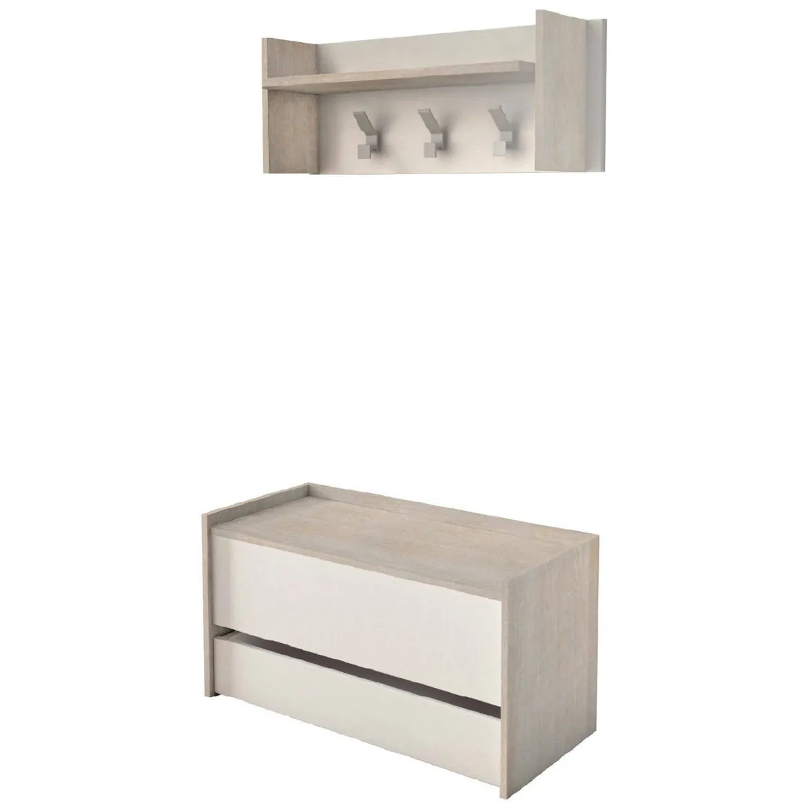 Mobile per ingresso sospeso con scarpiera beige e grigio 100x190h cm - Garolfo