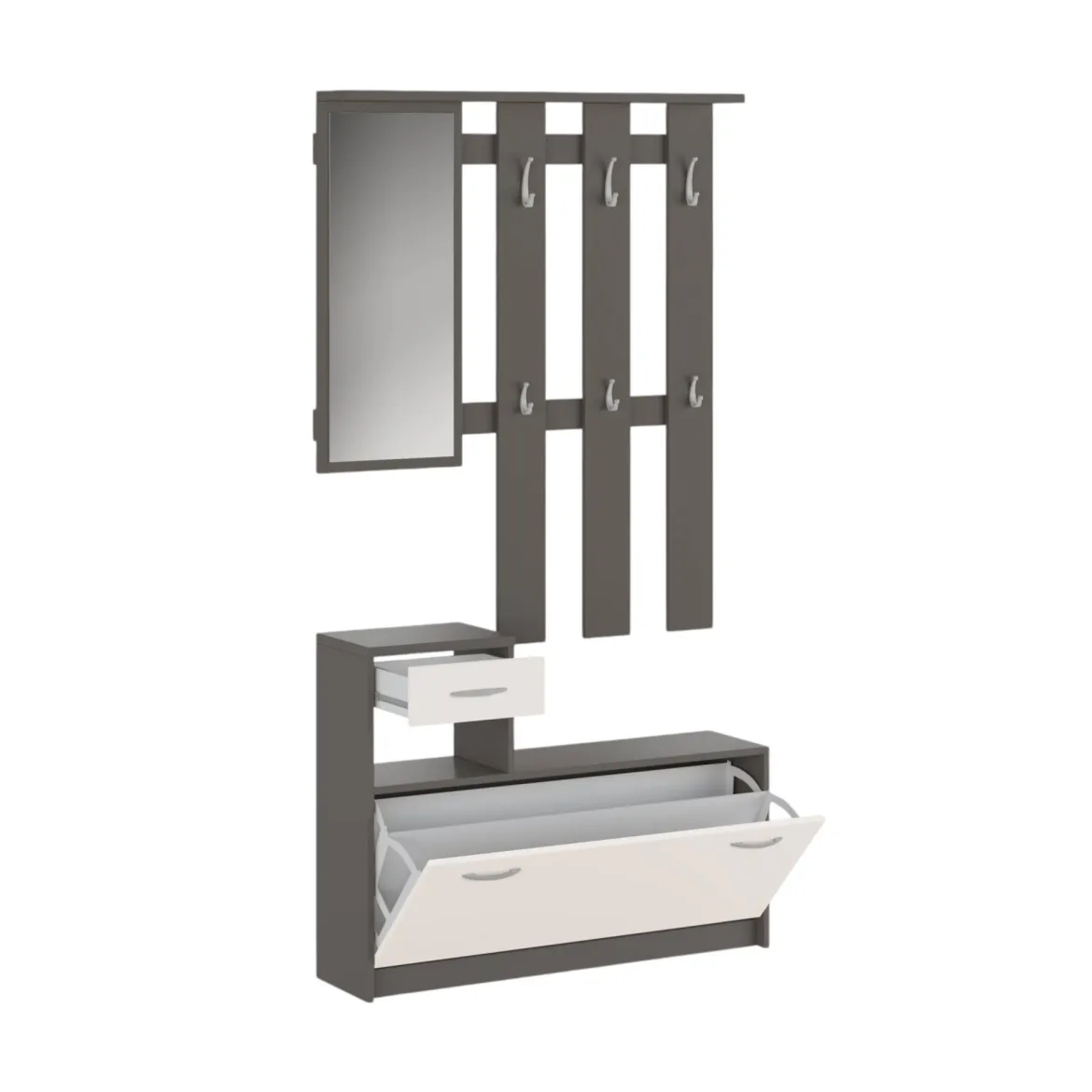 Mobile per ingresso sospeso con scarpiera beige e grigio 100x190h cm - Garolfo