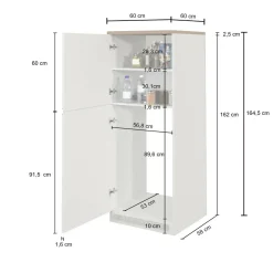 Mobile portafrigo 2 ante 60x165h cm antracite e rovere - Mesarthim