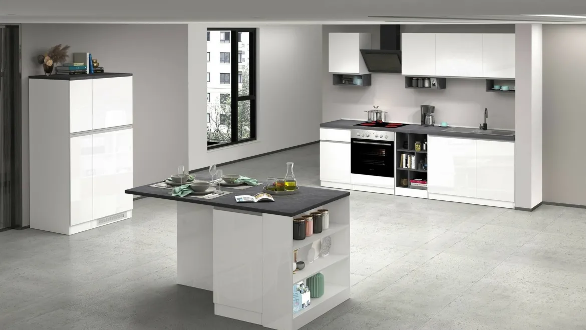 Mobile portafrigo 2 ante 60x165h cm bianco lucido e ardesia - Mesarthim
