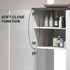 Mobile portafrigo 2 ante 60x165h cm bianco lucido e ardesia - Mesarthim