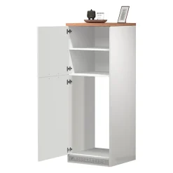 Mobile portafrigo 2 ante 60x165h cm bianco lucido e rovere - Mesarthim