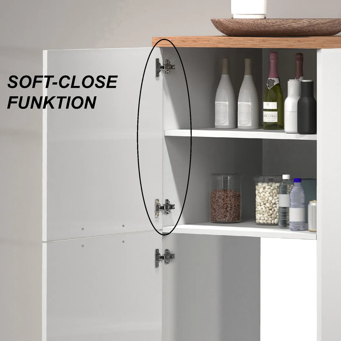 Mobile portafrigo 2 ante 60x165h cm bianco lucido e rovere - Mesarthim