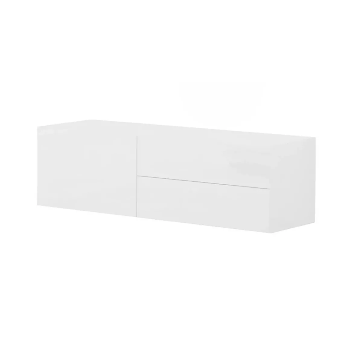 Mobile porta TV Amleto, cm 110x40h35, Bianco lucido