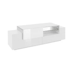 Mobile porta TV Andris, cm 160x45h51, Bianco lucido