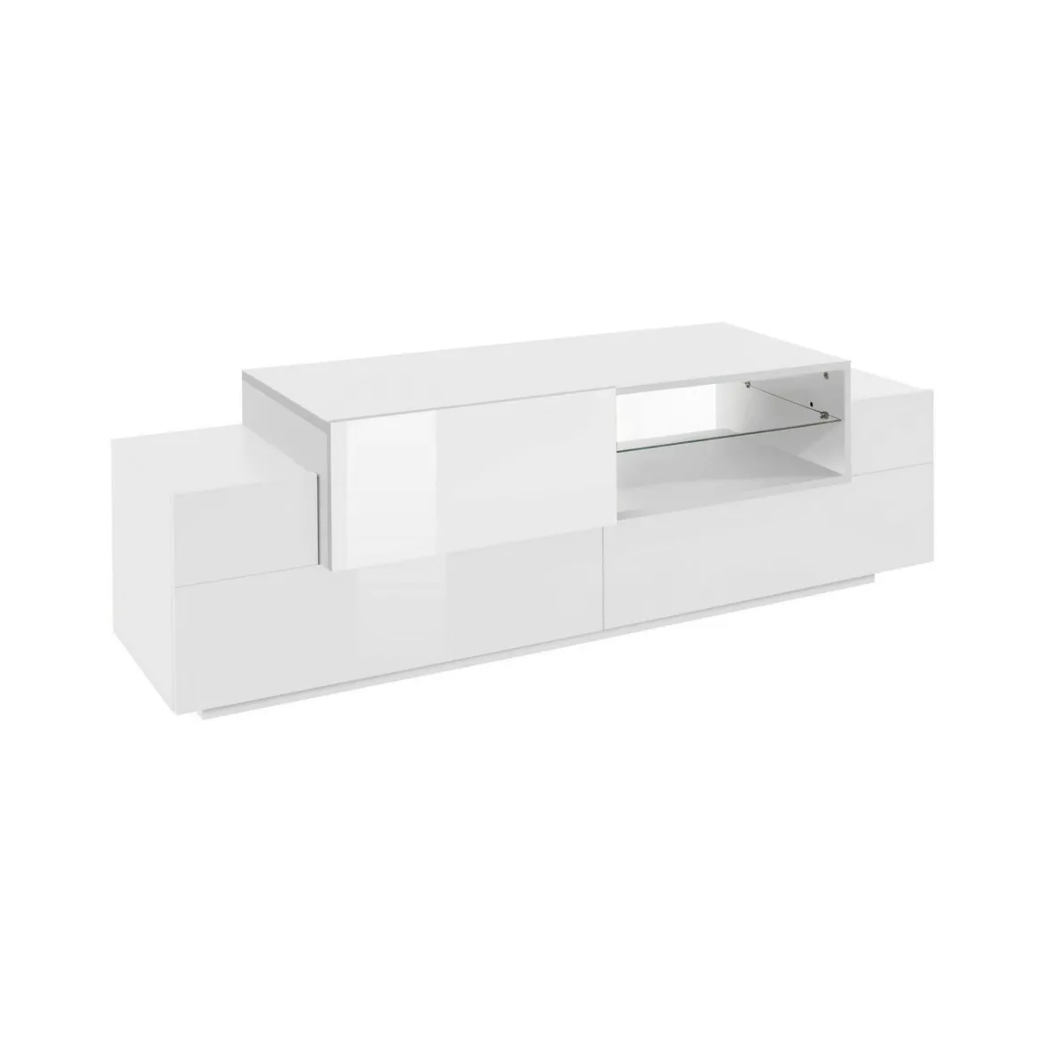 Mobile porta TV Andris, cm 160x45h51, Bianco lucido