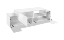 Mobile porta TV Andris, cm 160x45h51, Bianco lucido