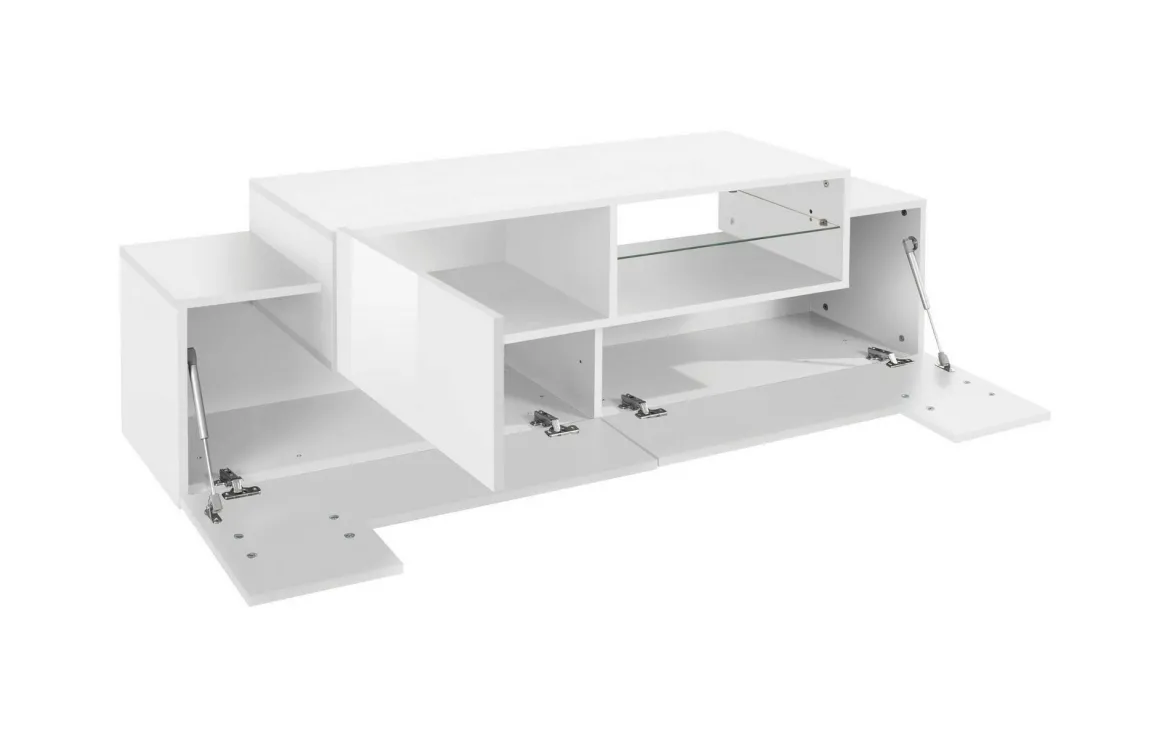 Mobile porta TV Andris, cm 160x45h51, Bianco lucido