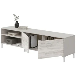 Mobile Porta tv Beige Bianco Anticato Cassetti un Ripiano 180x40x47h cm, 2 Ante - Nociglia