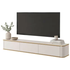 Mobile Porta tv Beige Cashmere oro 3 Cassetti un Ripiano 200x34x28h cm, 3 Vani - Kahate