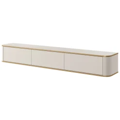 Mobile Porta tv Beige Cashmere oro 3 Cassetti un Ripiano 200x34x28h cm, 3 Vani - Kahate