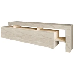 Mobile Porta tv Beige Marmo un Ripiano Apertura Battente, a Ribalta 192x37x53h cm, 3 Ante - Trasacco