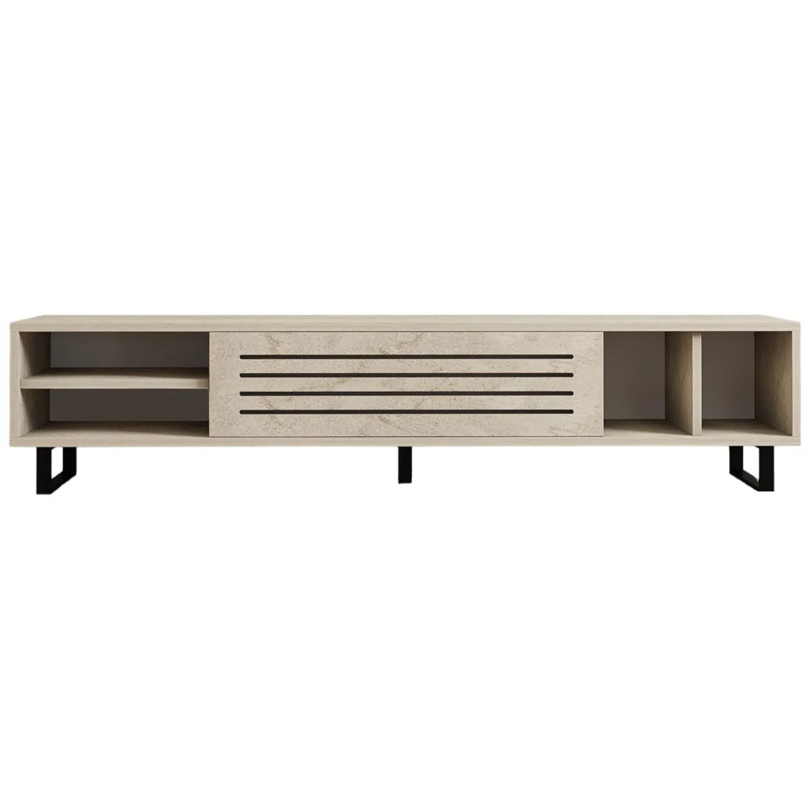 Mobile Porta tv Beige Marmo un Ripiano Un'anta 160x40x35h cm, 5 Vani - Sovico