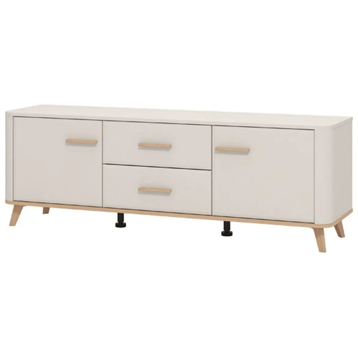 Mobile Porta tv Beige Marrone Rovere 2 Cassetti un Ripiano 154x40x52.5h cm, 2 Ante - Terento